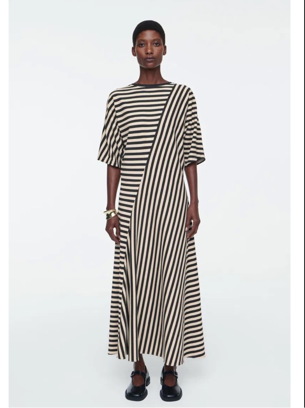 COS Striped Jersey Midi Cotton Dress Size Small